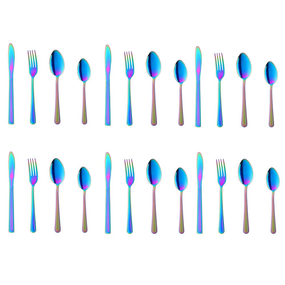BuyGo 24-Piece Stainless Steel Silverware Set - Dinner Knife, Fork, Spoon & Teaspoon for 6 People - Elegant Classic Design, Dishwasher Safe Flatware Cutlery Set - Perfect for Home Dining, Parties & Restaurant Use