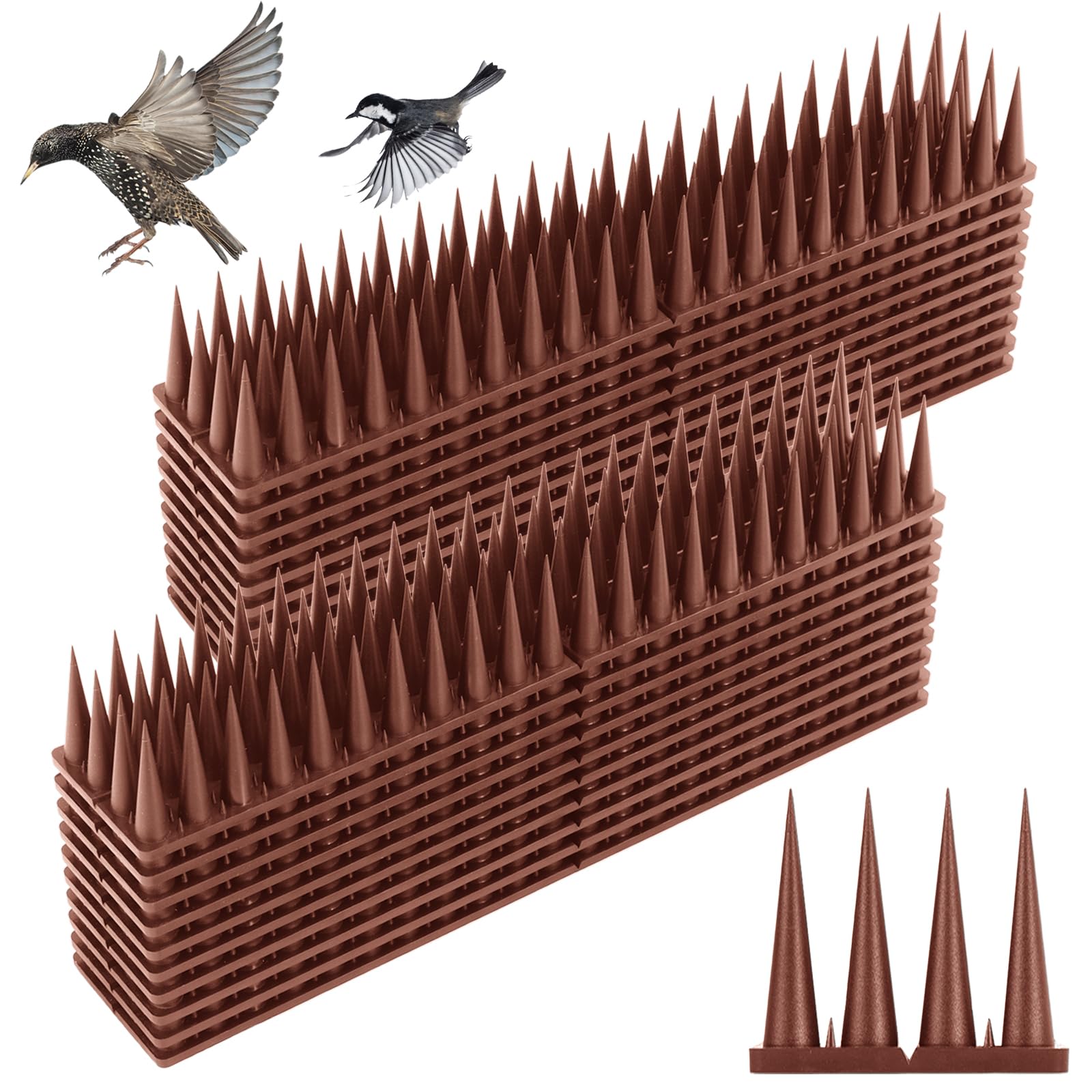 20 Pack Bird Spikes - Heavy Duty Bird Deterrent Spikes for Pigeons, Squirrels, Raccoons & Cats | Outdoor Pest Control for Roofs, Fences, Balconies & Ledges | Keep Birds Away from Your Property Safely & Humanely
