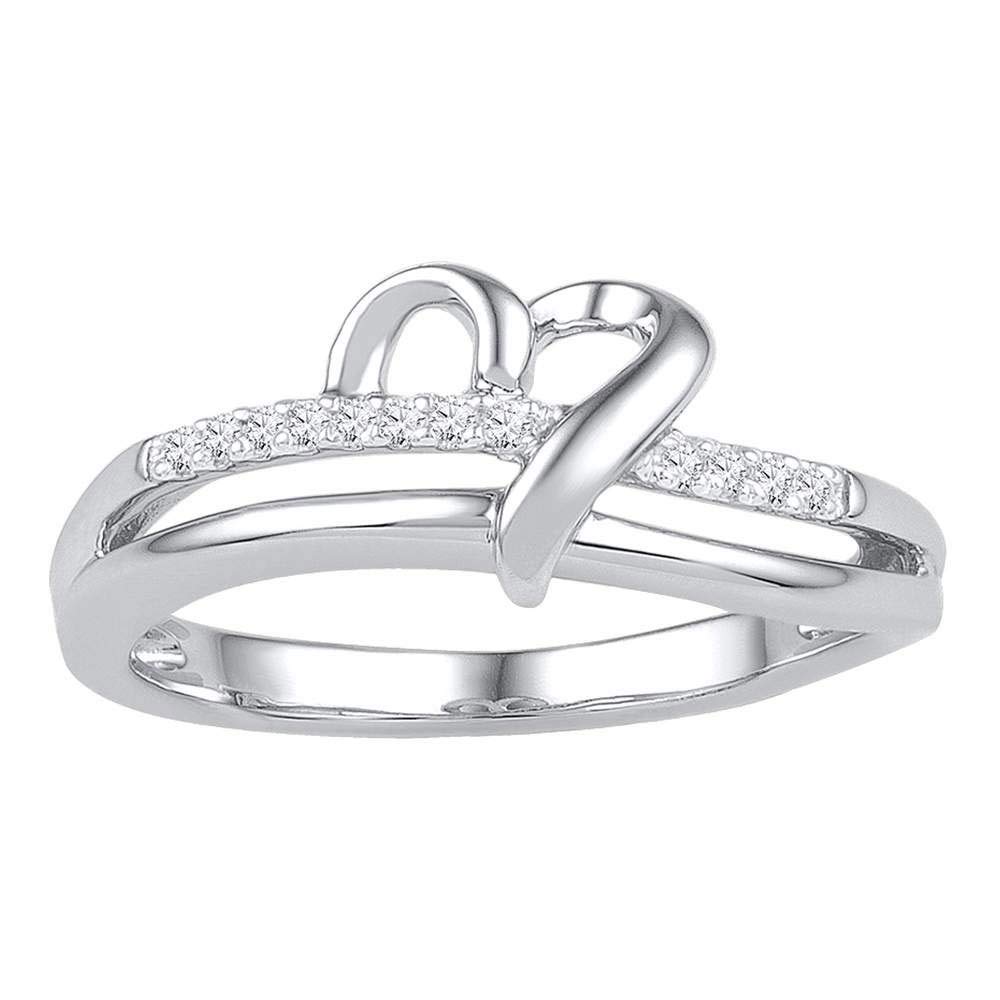 10K White Gold Women's Round Diamond Heart Ring - 1/20 CTTW, Elegant Gift for Valentine's Day, Anniversary & Special Occasions