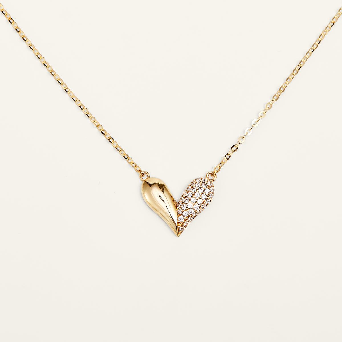 Elegant Heart Gold Pendant Necklace for Women - 18K Gold Plated Romantic Jewelry Gift for Valentine's Day, Anniversary & Special Occasions | JESCOJES x CYYT
