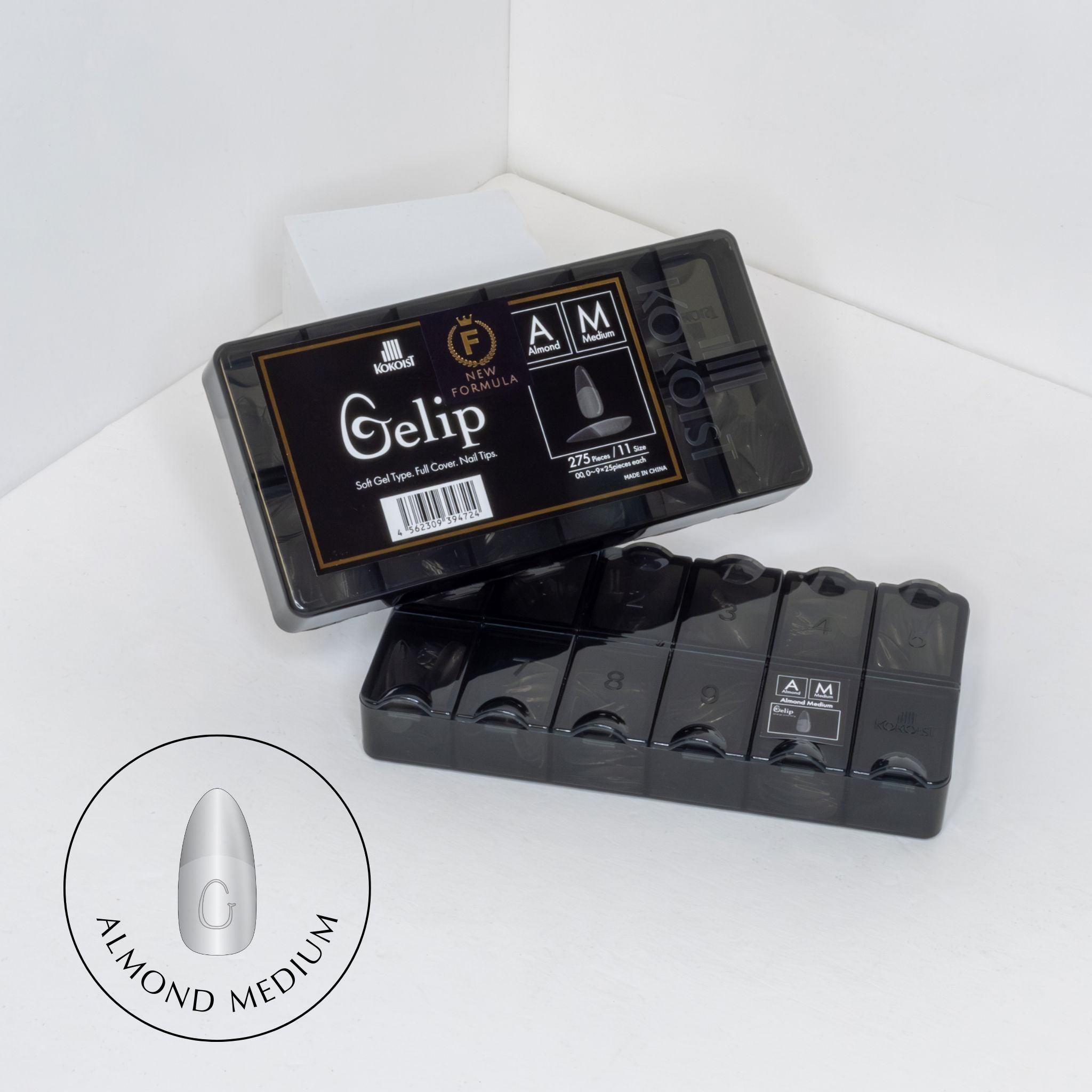 Kokoist Almond Medium Gelip Extensions - 275 pcs Professional Nail Tips for Salon & DIY Manicure - Perfect for Acrylic, Gel, and Dip Powder Nail Art