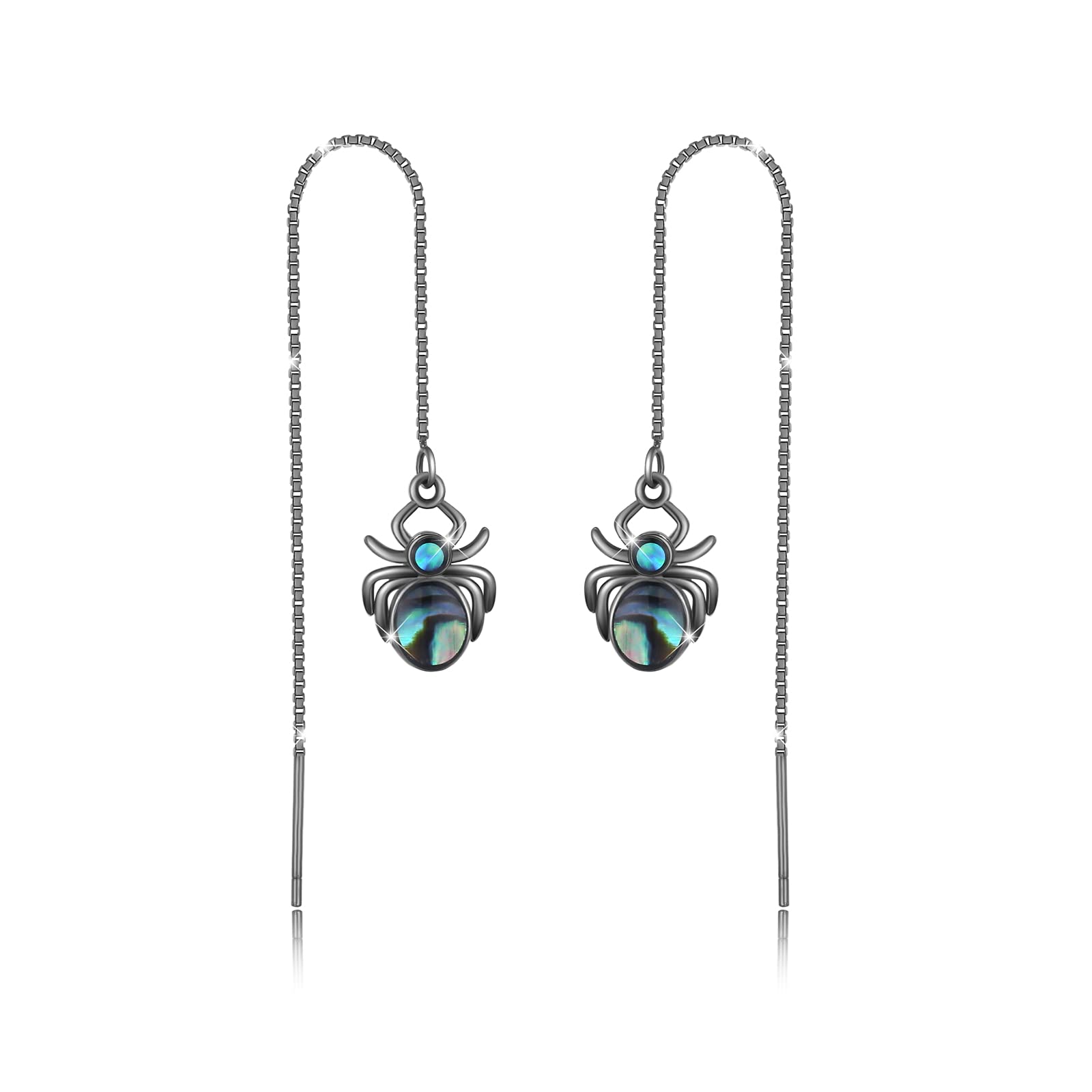 925 Sterling Silver Spider Threader Earrings - Punk Style Drop Dangle Earrings for Women | Hypoallergenic Vintage Jewelry Gift | Perfect for Halloween, Gothic Fashion & Alternative Style Outfits