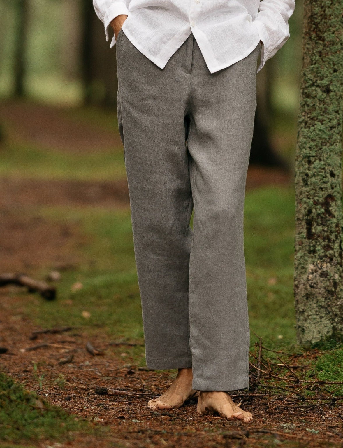 JULIA Linen Pleated Pants for Women - Soft & Breathable Grey Casual Trousers | Perfect for Office Wear, Summer Outfits & Travel