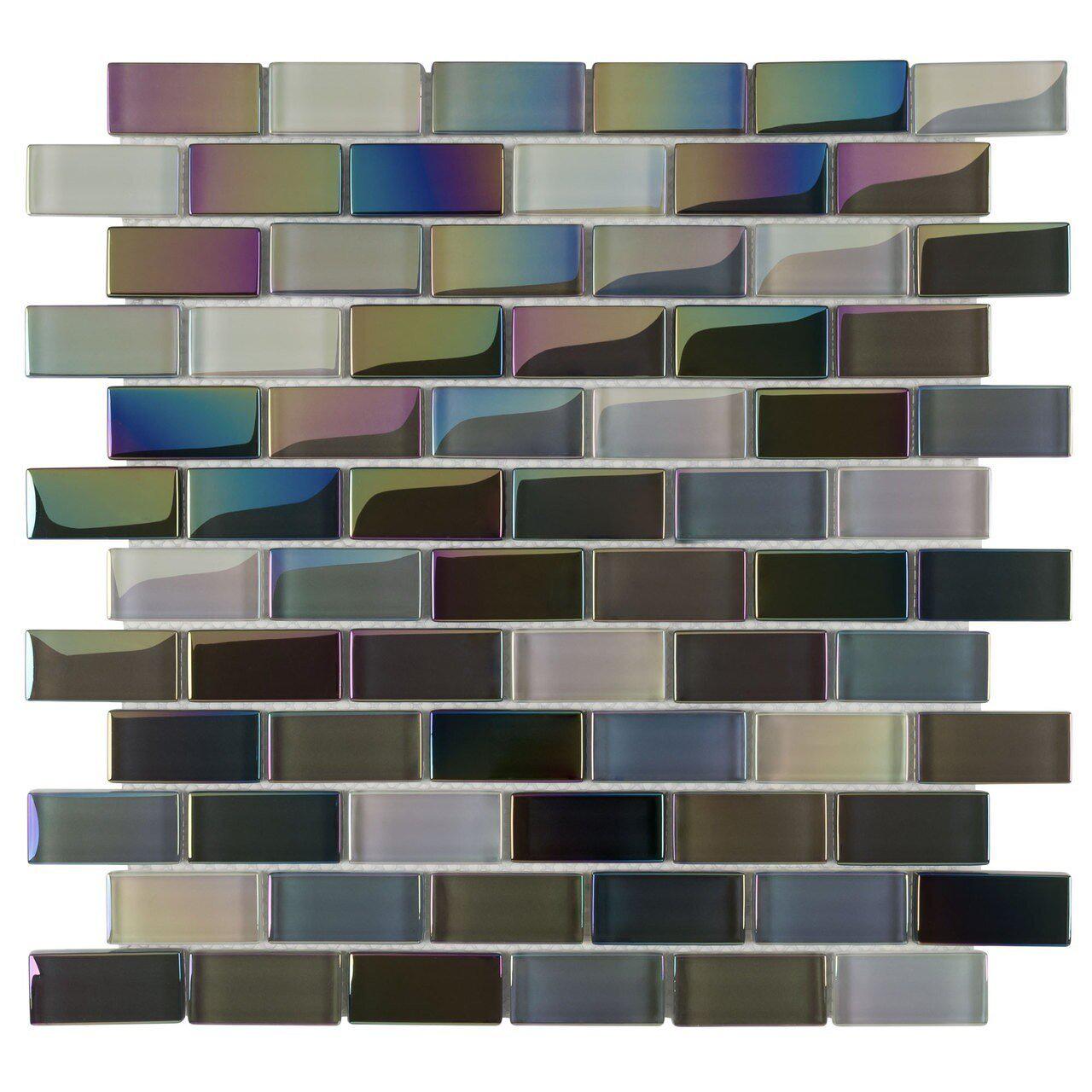 Premium Glass Pool Tile Shimmer Grey 1x2 - Non-Slip Mosaic for Swimming Pools, Spas & Backyard Landscaping - Waterproof & Durable Pool Decor