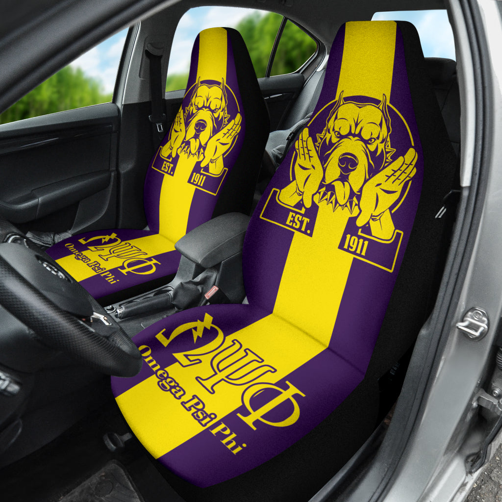 African Omega Psi Phi Fraternity Car Seat Covers - Bulldog Design 212401 - Durable & Stylish Seat Protectors for Cars, Trucks & SUVs - Perfect for Fraternity Members & Greek Life Enthusiasts