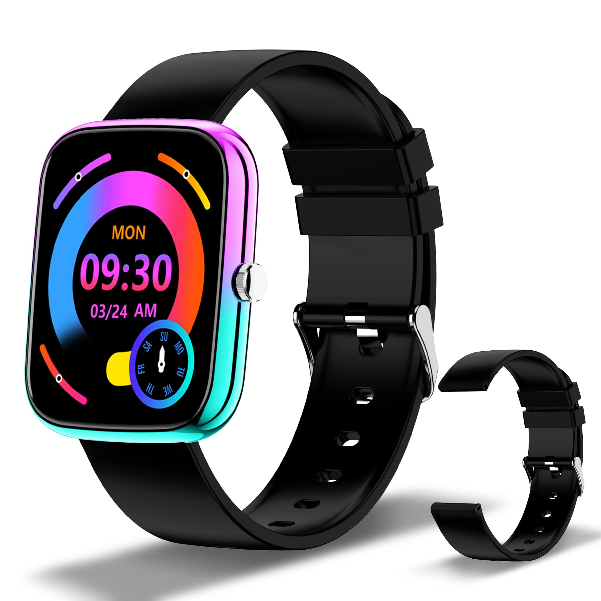 Fitness Watch for Women & Men - 1.7 Inch Smart Watch with Heart Rate Monitor, Blood Pressure & Sleep Tracker, Waterproof Activity Tracker for Android iPhone iOS - Perfect for Running, Gym & Daily Use