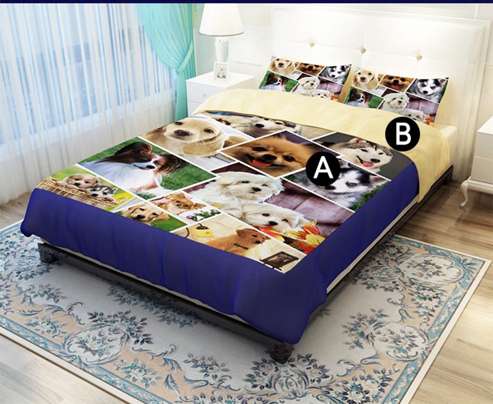 Ailancos 3-Piece Animal Print Dog Duvet Cover Set - Soft King Size Bedding with Comforter Cover - Perfect for Pet Lovers' Bedrooms & Cozy Home Decor