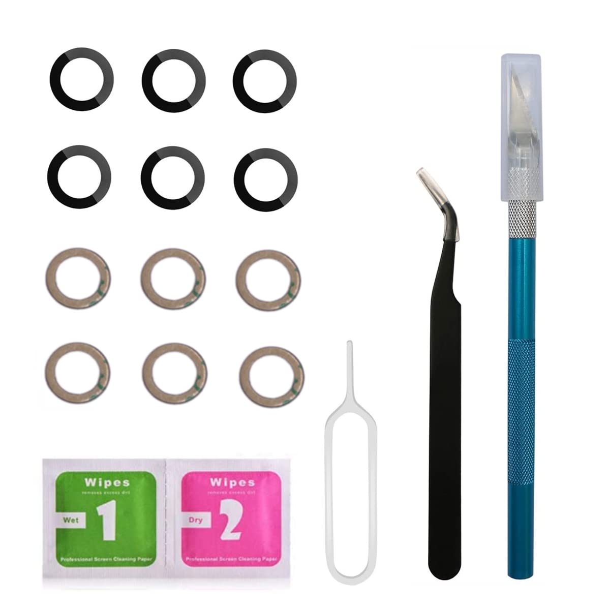 2 Pack 6PCS OEM Samsung Galaxy A13 5G/4G (A136/A135) Rear Camera Lens Cover Replacement with Pre-Installed Adhesive & Repair Tool Kit - Black (Compatible with All Carriers) - Perfect for DIY Phone Repair and Camera Protection