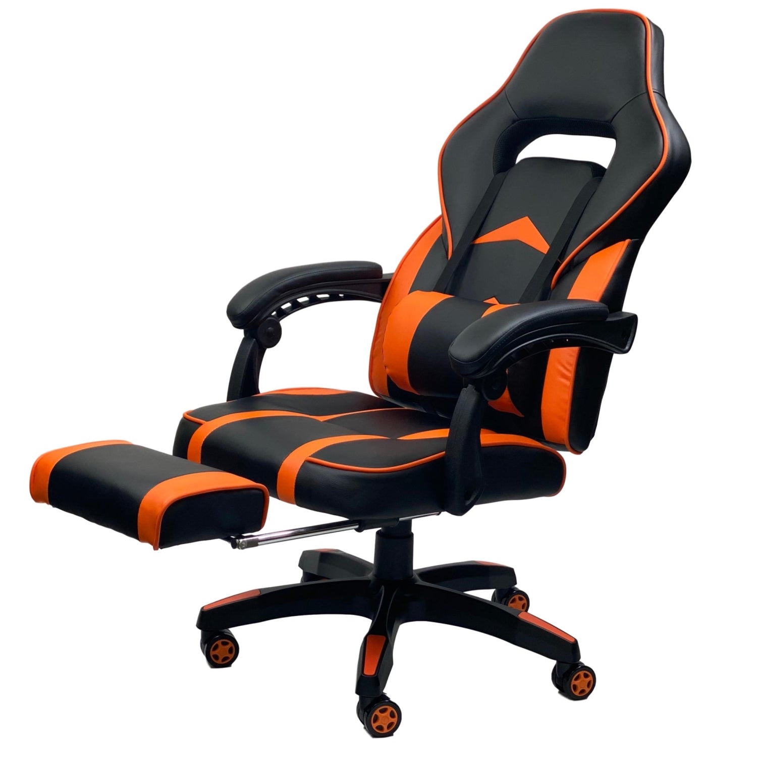 Ergonomic Gaming Footrest 055 - Adjustable Height & Angle for Ultimate Comfort (Black & Orange) - Perfect for Gaming, Office & Home Relaxation