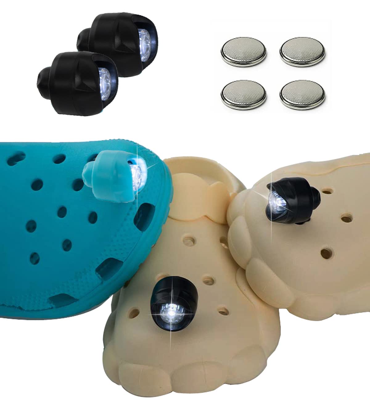 LED Headlights for Crocs - 2 Pack Clip-On Shoe Lights with Flashlight Function | Waterproof & Rechargeable Crocs Accessories for Men, Women & Kids | Perfect for Night Running, Camping & Outdoor Safety
