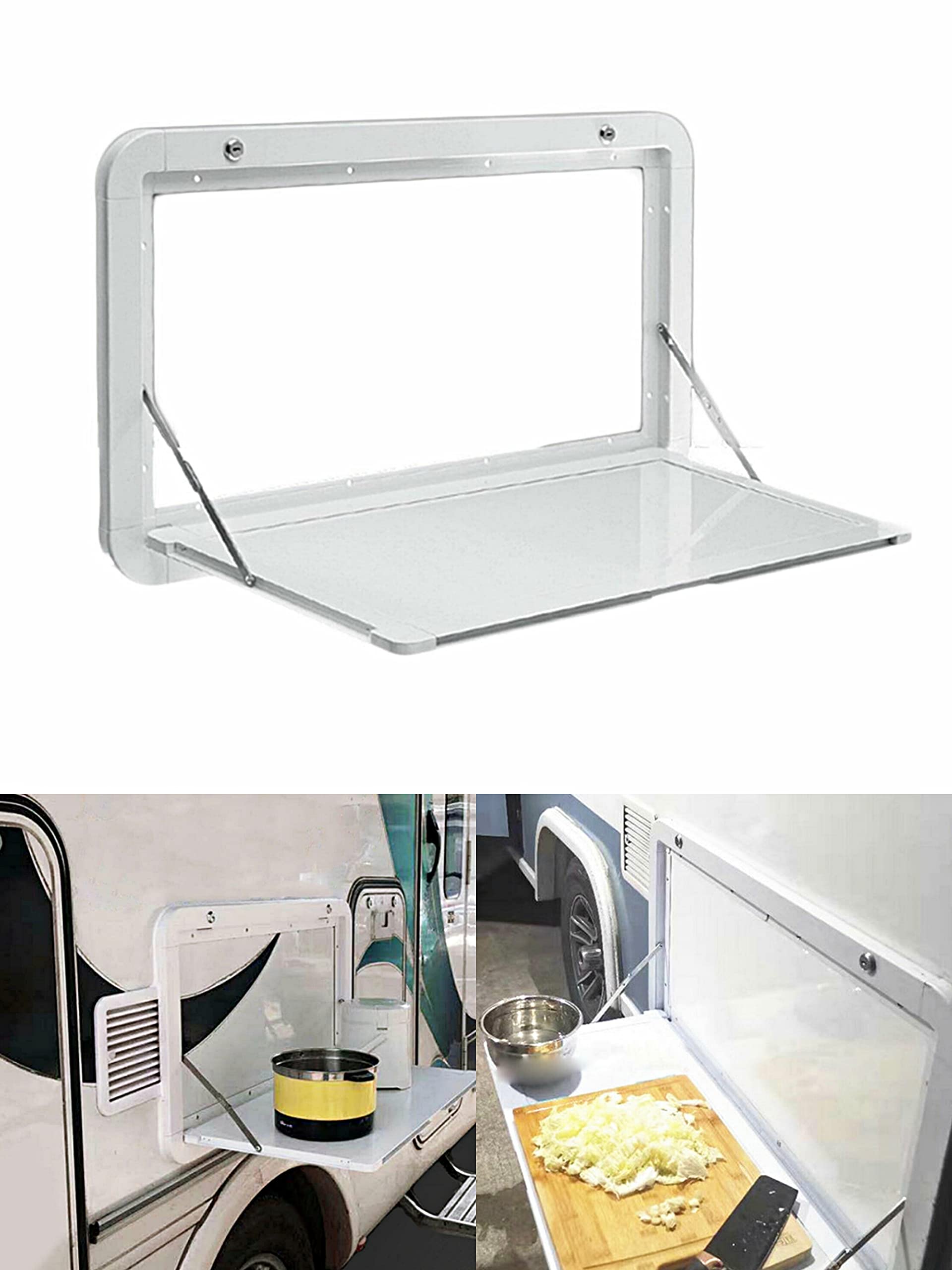 RV Fold Down Desk - Wall Mounted Folding Drop Leaf Table with Aluminum Bracket | Space Saving Workstation for Campers, Trailers & Vans | Perfect for Dining, Working & Outdoor Picnics