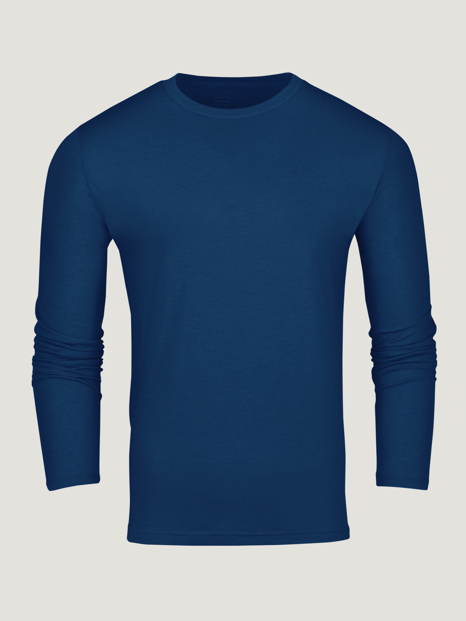 Dark Cobalt Blue Long Sleeve Crew Neck T-Shirt for Men - Soft Cotton Comfort Fit Casual Top - Perfect for Work, Travel & Everyday Wear