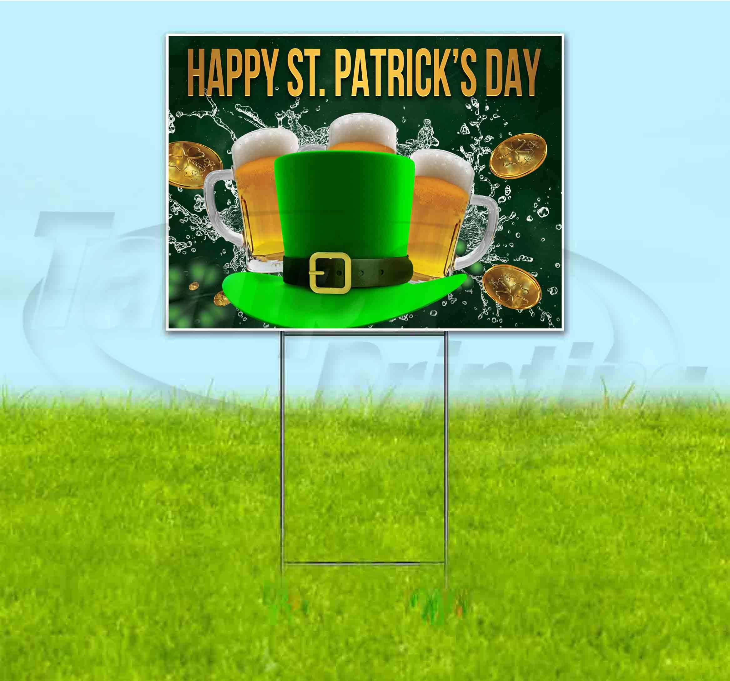 St. Patrick's Day Yard Sign 18x24 Inch - Metal Step Stake Included | Multi-Pack Discounts | Outdoor Holiday Decor for Lawn, Garden & Party