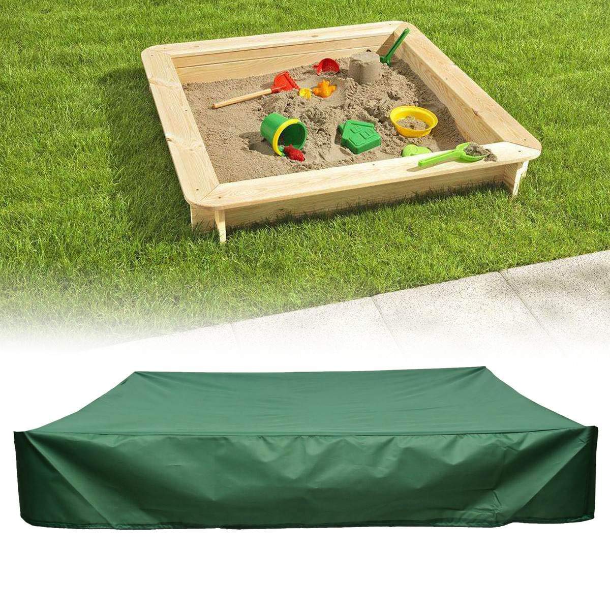 Green Sandbox Cover - 120 x 120cm Square Sandbox Canopy with Drawstring, Waterproof & Dustproof Sandpit Pool Cover for Sun Protection | Perfect for Outdoor Play Areas, Backyards & Daycare Centers