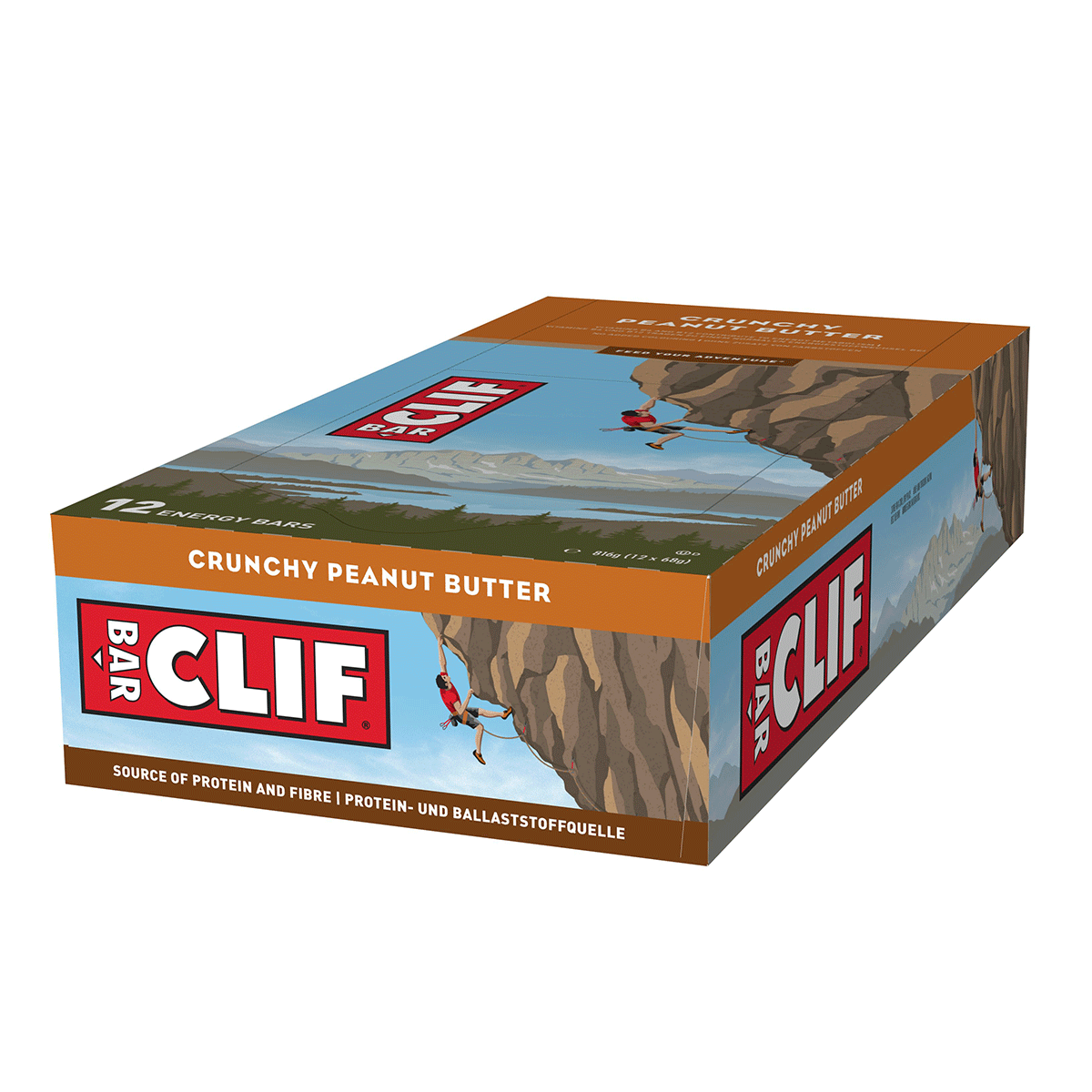 CLIF Bar Energy Bars - Crunchy Peanut Butter Flavor (12 Pack, 68g Each) | High Protein Snack for Hiking, Camping & Outdoor Activities