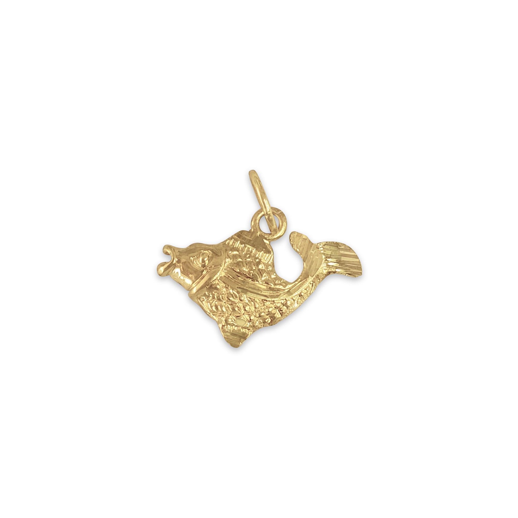 14K Yellow Gold Diamond-Cut Fish Charm Pendant - Elegant Jewelry for Birthdays, Anniversaries & Gifts