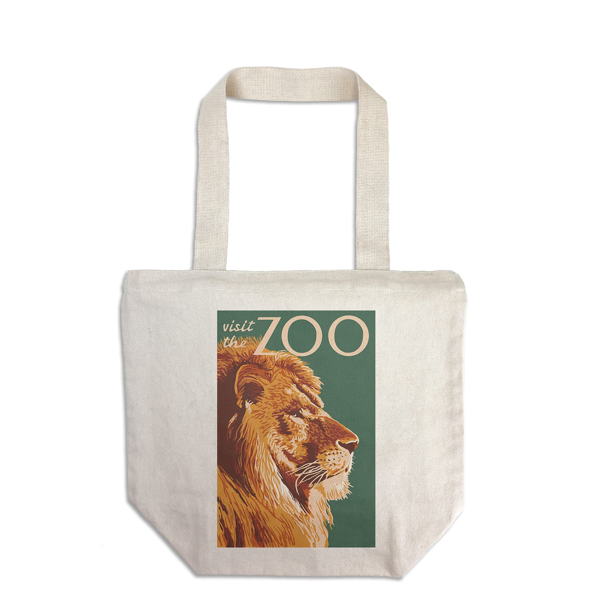 Lion Up Close Zoo Visit - 100% Cotton Canvas Reusable Tote Bag for Grocery Shopping & Beach Outings