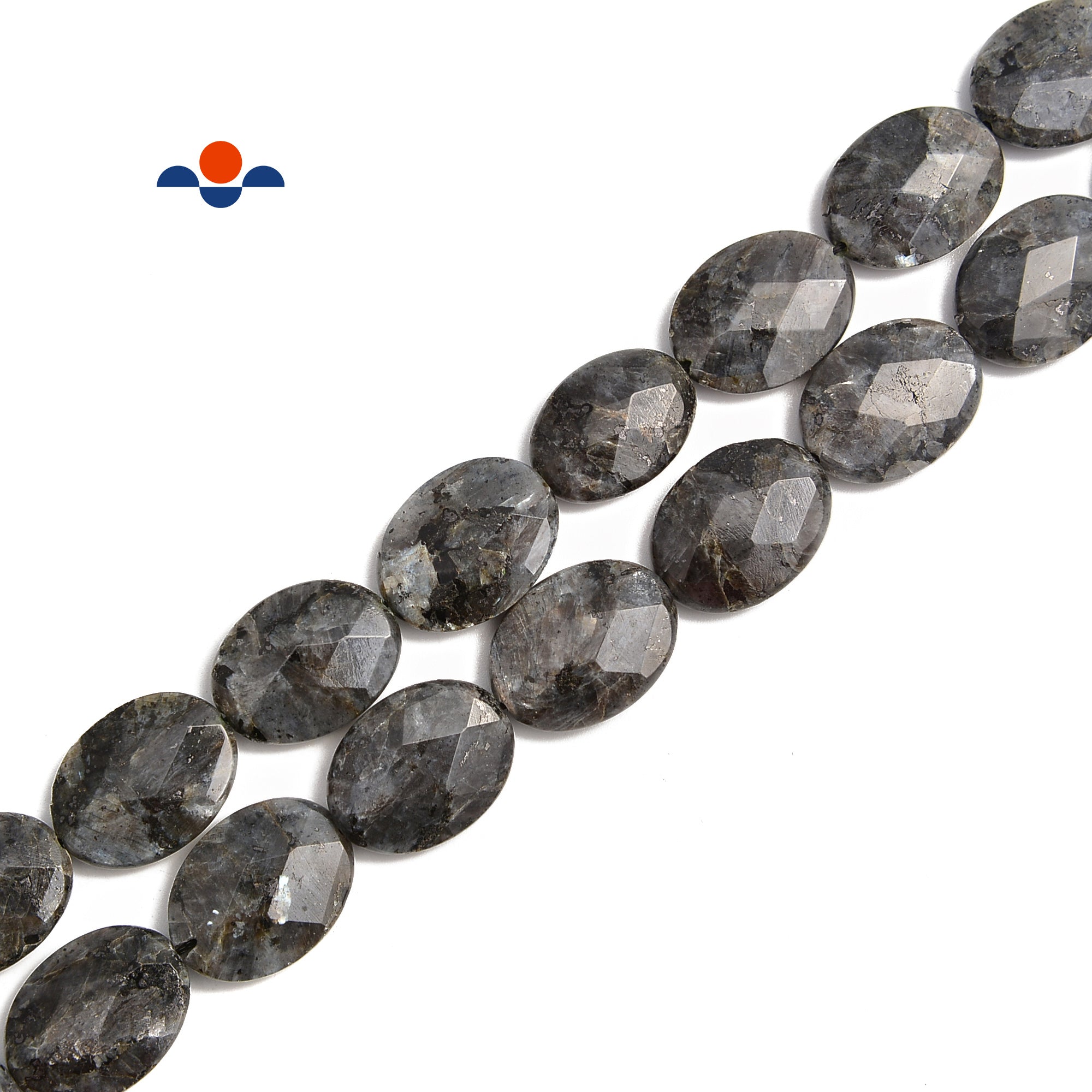Larvikite Labradorite Faceted Flat Oval Beads 13x18mm 15x20mm 15.5 Inch Strand - Premium Gemstone Beads for Jewelry Making, DIY Crafts & Healing Crystal Bracelets