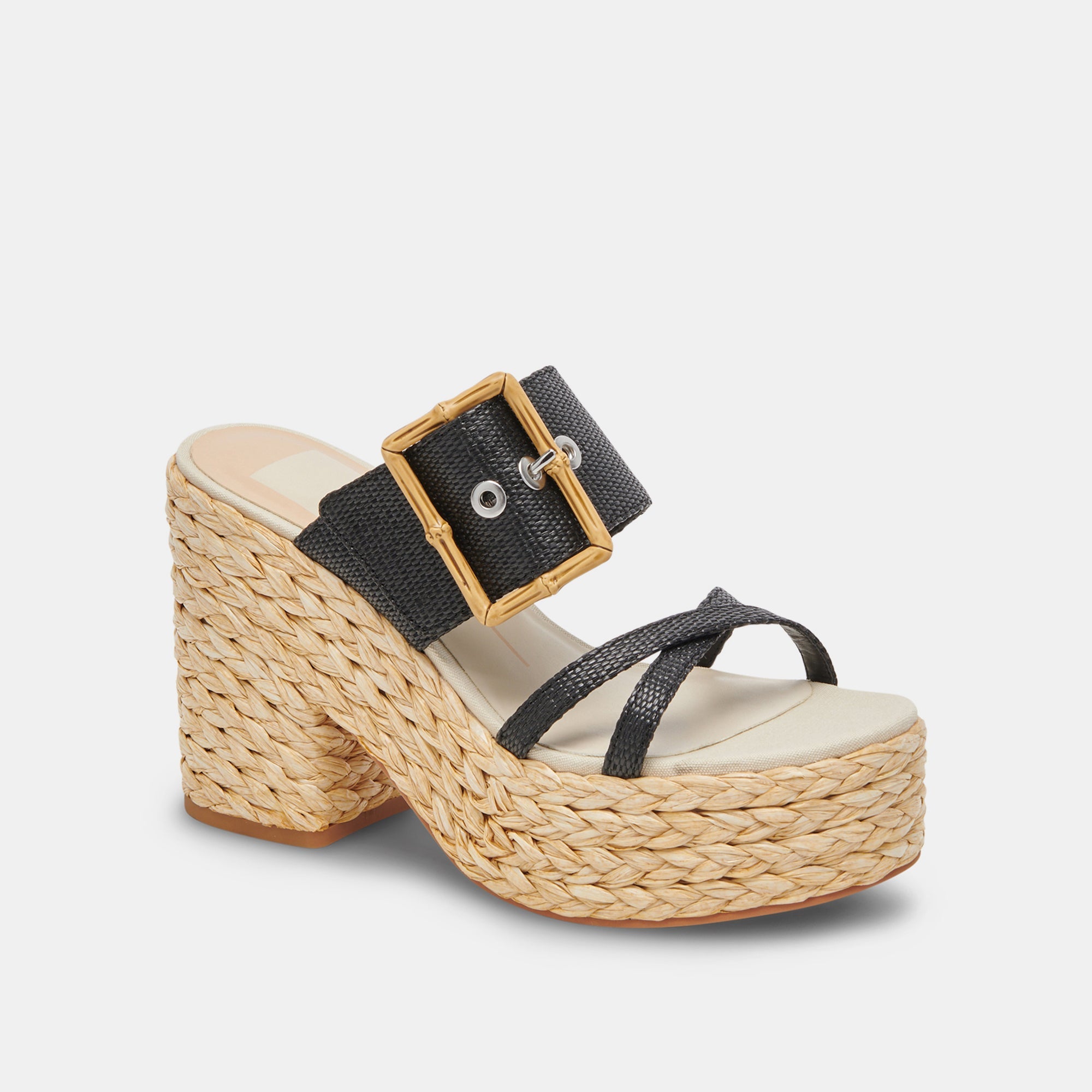 EDWINA Women's Onyx Raffia High Heels - Stylish & Comfortable Sandals for Weddings, Parties & Summer Outfits
