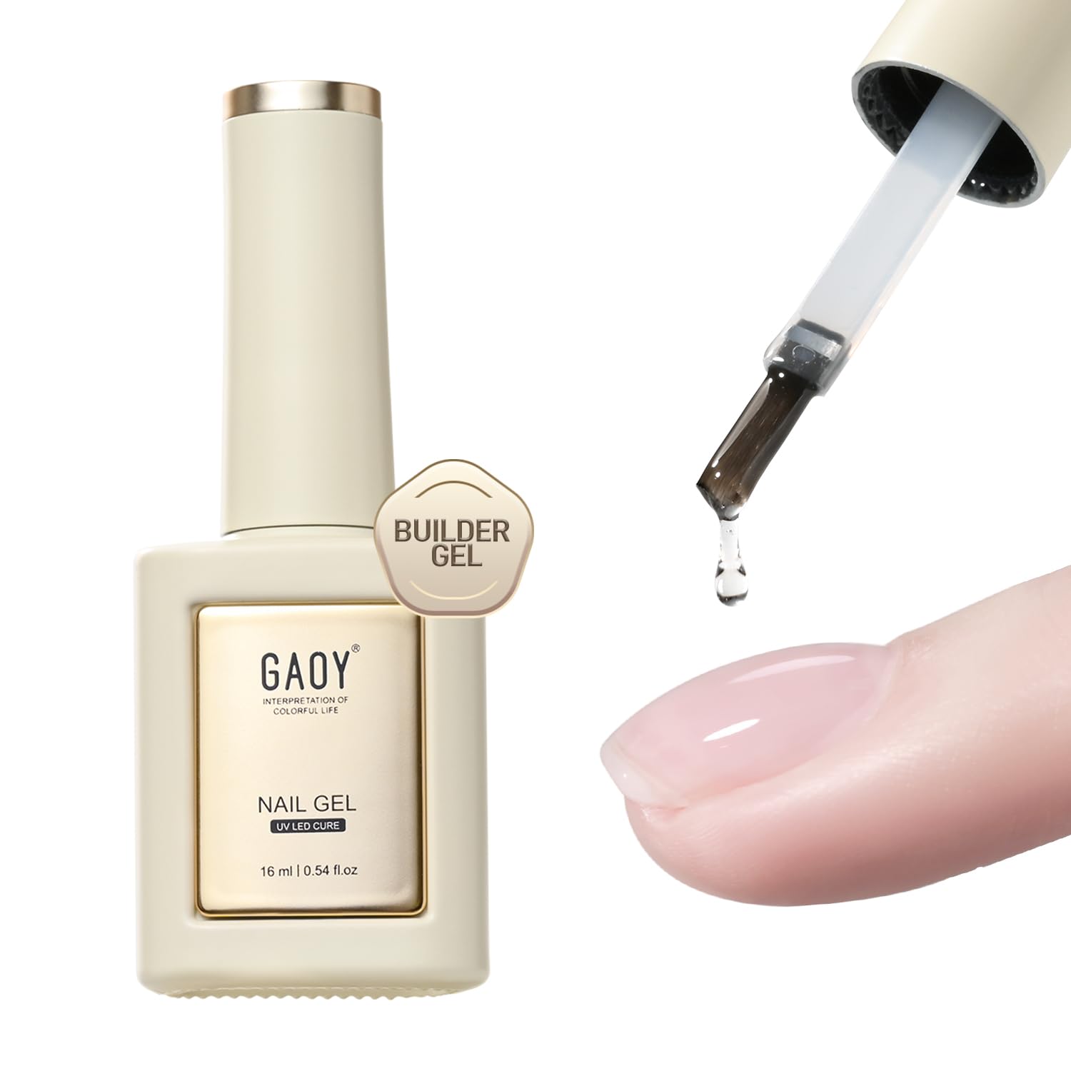 GAOY Clear Builder Gel for Nails - 16ml Nail Strengthener & Self-Leveling Hard Gel | Long Lasting Soak Off UV Gel for Professional Salon & DIY Manicures at Home