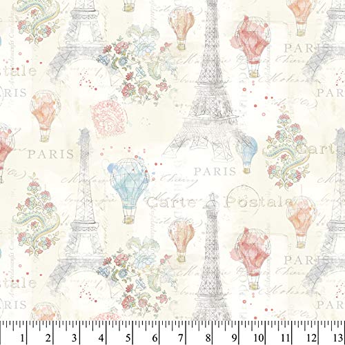 Paris Hot Air Balloons Printed Cotton Fabric by The Yard - Premium Quilting & Crafting Material for DIY Projects, Home Decor, and Sewing