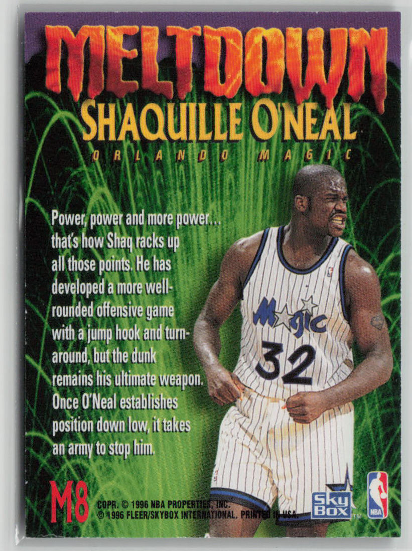 1995-96 SkyBox Meltdown Shaquille O'Neal #M8 Basketball Trading Card - Perfect for NBA Collectors, Sports Memorabilia Display & Investment