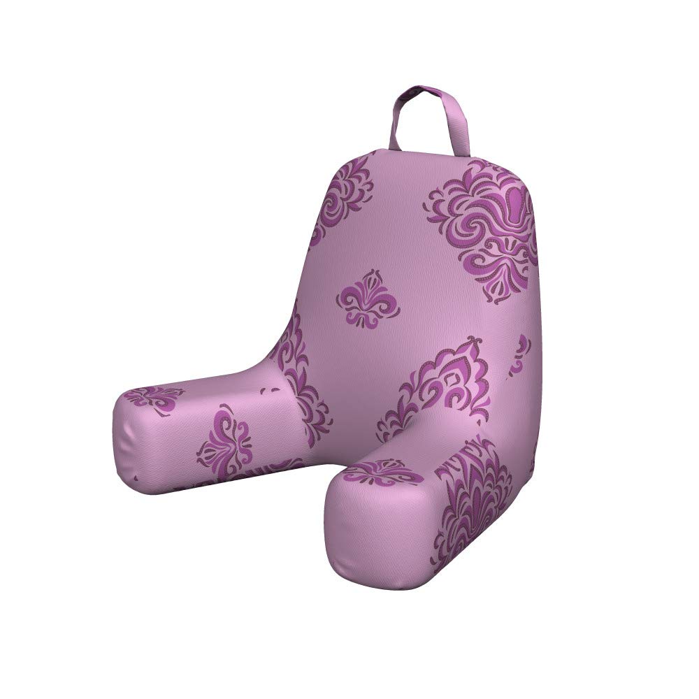 Ambesonne Damask Reading Pillow Cover - Soft Fabric Printed Bed Rest Case with Nostalgic Curvy Ornaments in Purple Tones, Small Size (Pale Fuchsia & Pale Mauve) - Perfect for Reading, Lounging, or Bedroom Decor