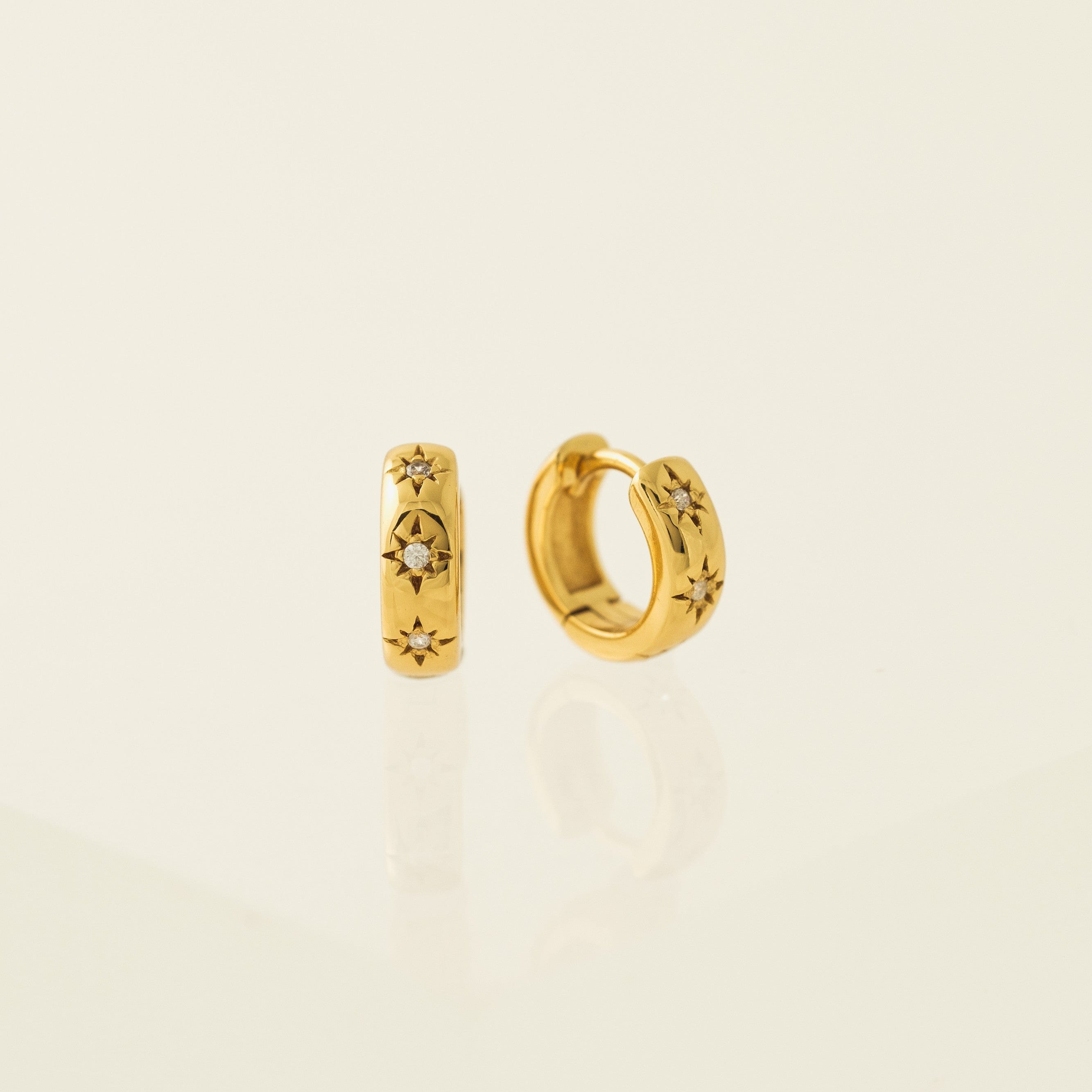 Sparkling Huggie Hoop Earrings for Women - 14K Gold Plated Small Hoop Earrings - Perfect for Everyday Wear, Parties & Gifts