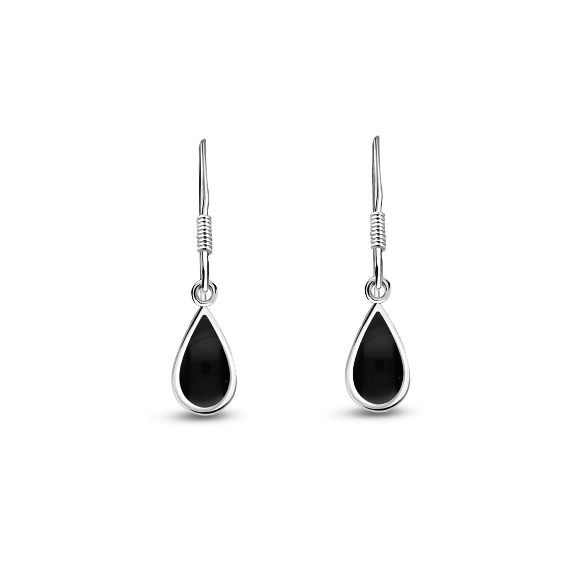 Sterling Silver Whitby Jet Teardrop Earrings for Women - Elegant Gothic Jewelry for Evening Wear & Special Occasions