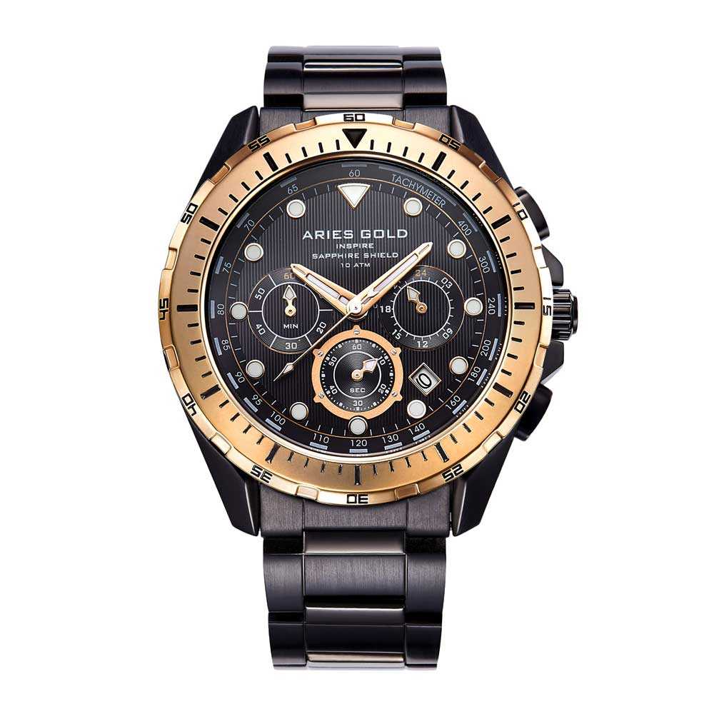 Aries Gold Atlantic G 7002 BKRG BK - Stylish and Durable Watch for Men, Perfect for Business, Casual Wear, and Special Occasions
