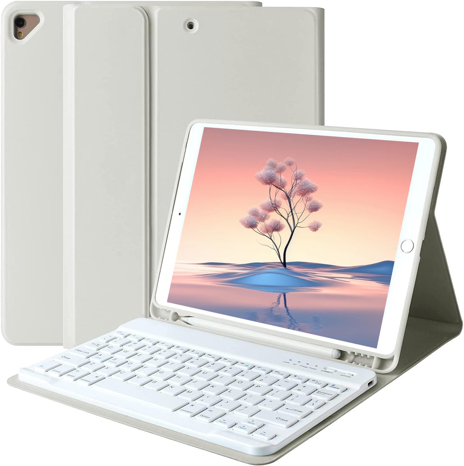 BAIBAO Detachable Wireless Keyboard Case for iPad 9th/8th/7th Generation & iPad Pro 10.5 inch (2021 Model) - Slim Protective Cover with Apple Pencil Holder (Gray) | Perfect for Work, Study & Travel Typing