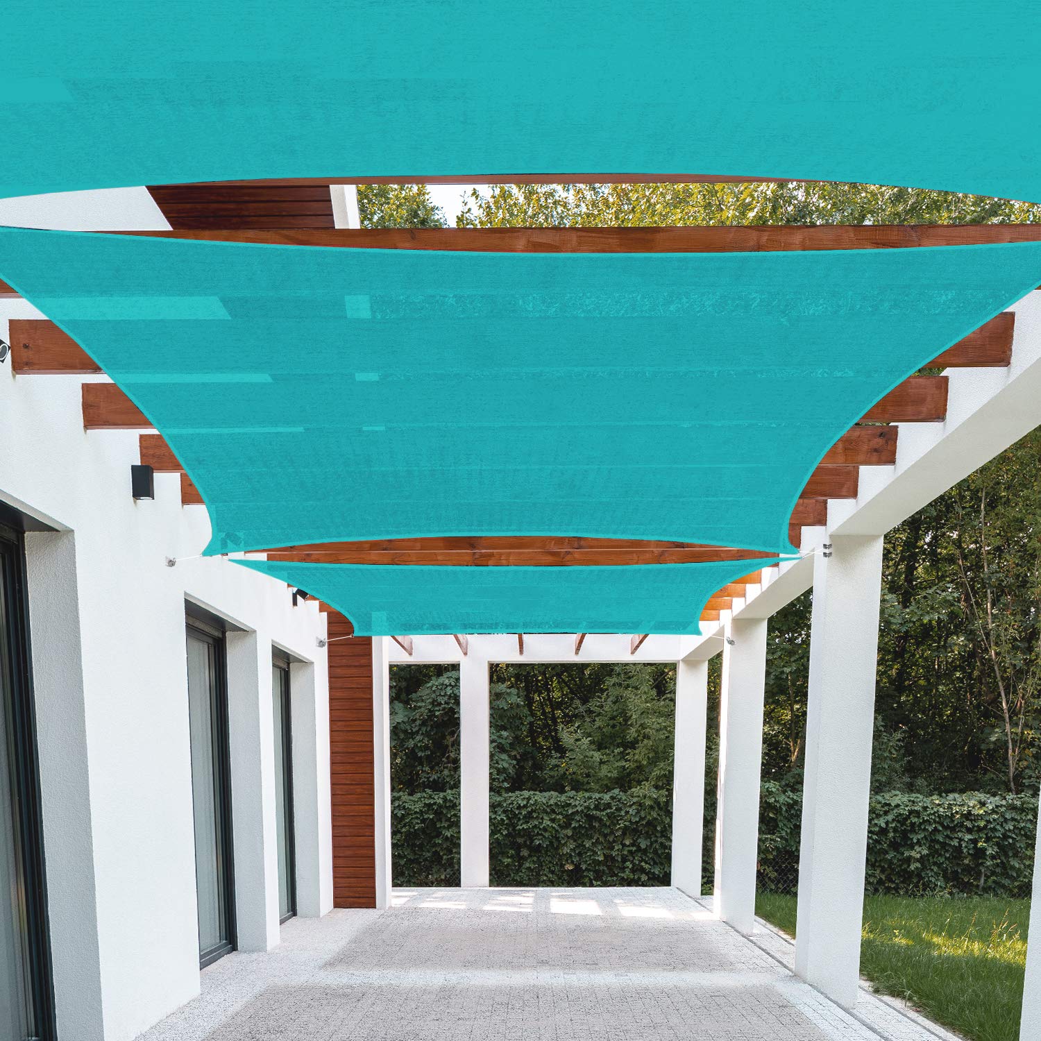 10' x 14' Turquoise Rectangle Sun Shade Sail - UV Blocking Heavy Duty Commercial Grade Canopy for Patio, Backyard, Lawn & Garden | Perfect for Outdoor Dining, Poolside Lounging and Summer Gatherings
