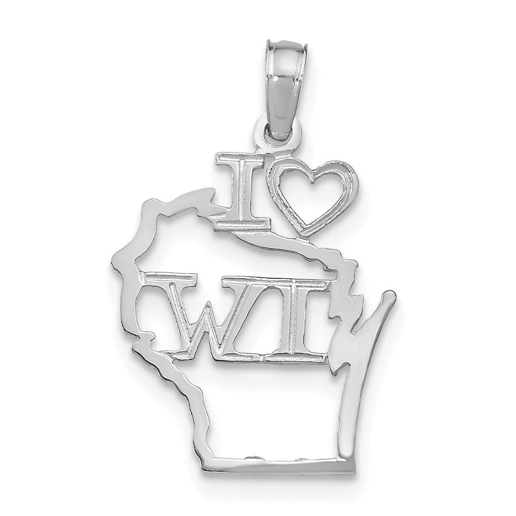 14K White Gold Solid Wisconsin State Pendant Necklace for Women - Elegant Jewelry Gift for Her, Birthday, Anniversary & Graduation - Perfect for Everyday Wear, Special Occasions & State Pride