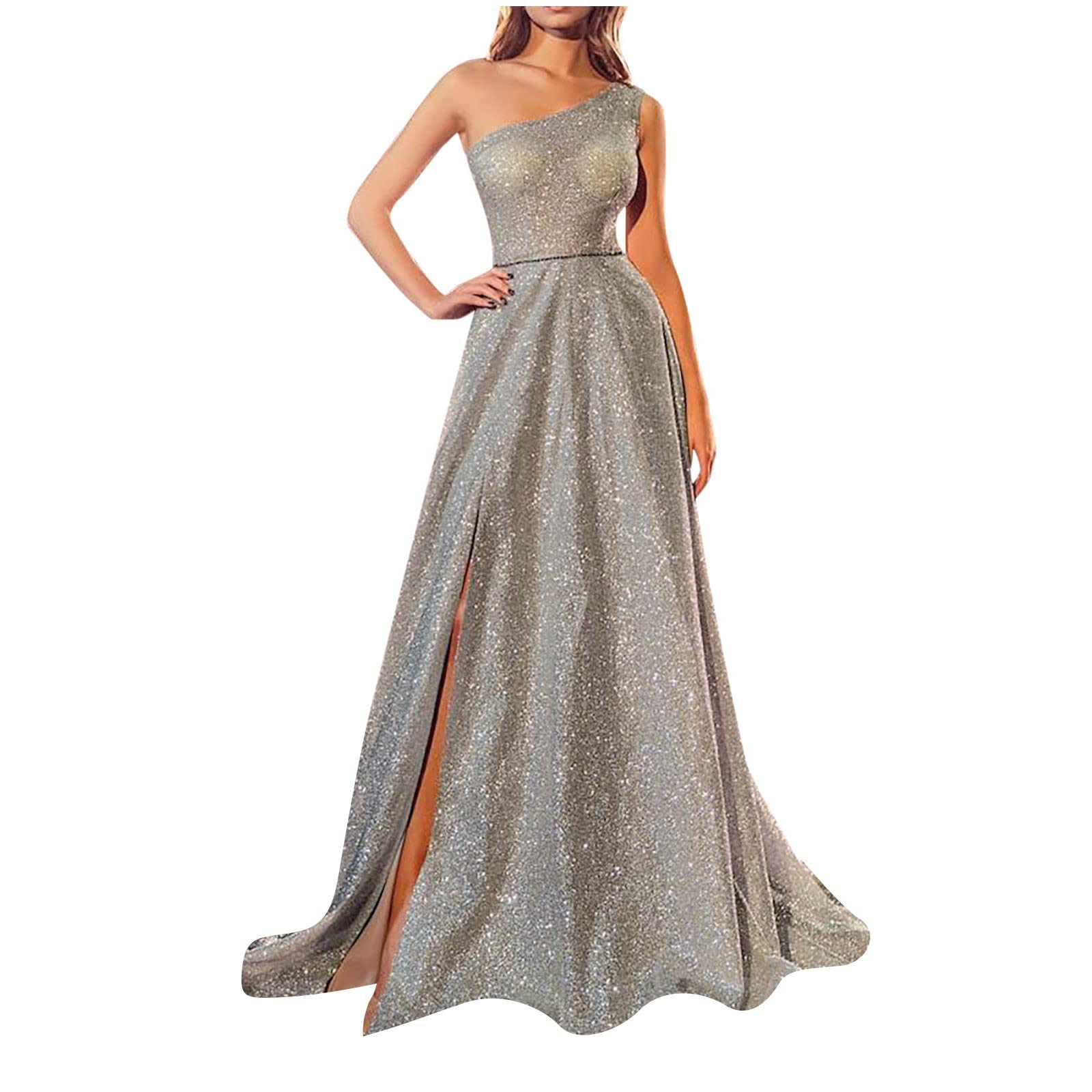 bmkBWO Women's Sexy Sleeveless One Shoulder Beaded Maxi Dress - Elegant Flowy Evening Gown for Wedding Guest, Party & Special Occasions | Perfect for Cocktail Events, Date Nights & Formal Gatherings