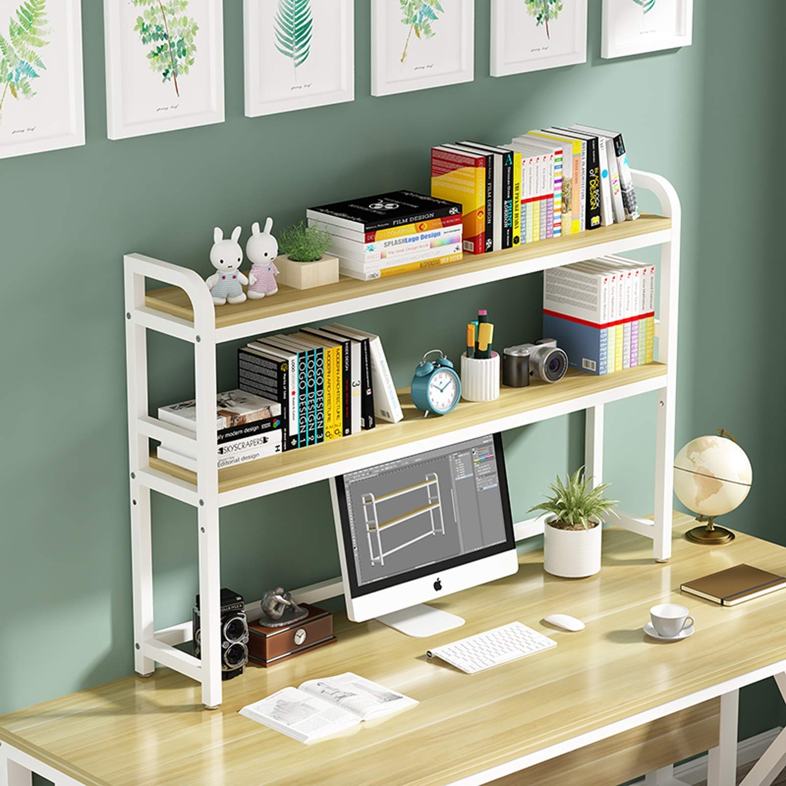 3-Tier White Metal Bookcase Shelf - Desktop Organizer for Books, Office Supplies & Decor | Perfect for Home Office, Dorm Room & Small Spaces | KSQLB Storage Solution (White, 4-Tier)