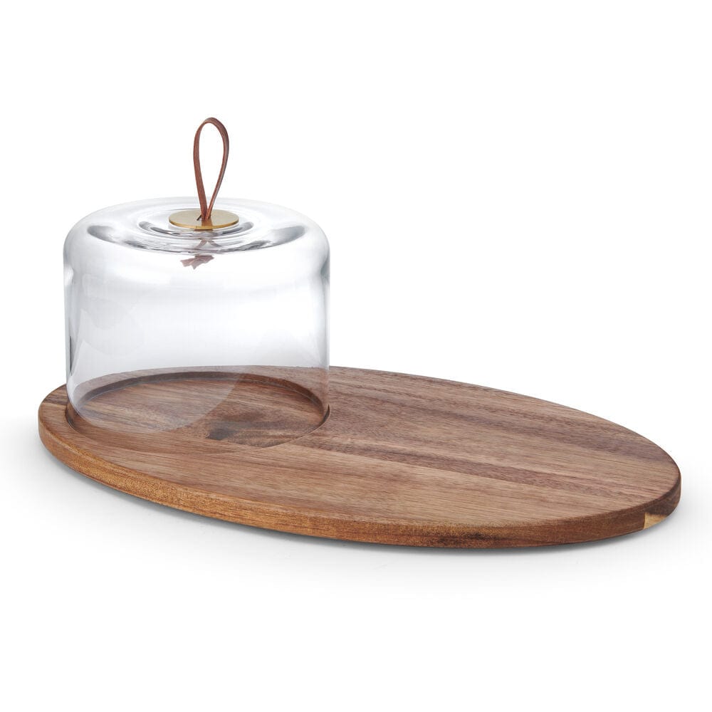Glenwood Oval Serving Board with Glass Dome Cloche - Elegant Cheese & Charcuterie Display for Dinner Parties, Weddings & Home Decor