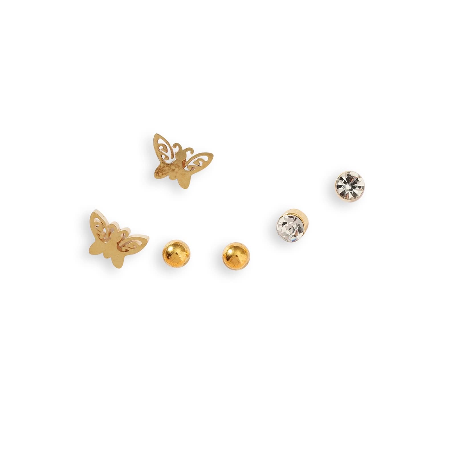 Skcess Silver Titanium Steel Stud Earrings for Women - 3 Pairs Hypoallergenic Earrings Set, Dainty Jewelry Gift for Women and Girls | Perfect for Everyday Wear, Parties, and Special Occasions