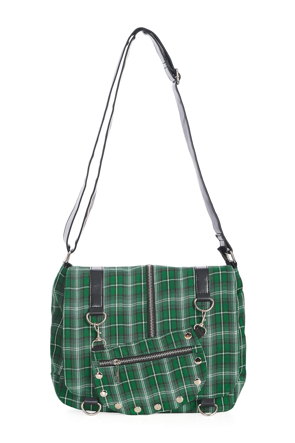 Stylish Punk Plaid Print Tartan Messenger Shoulder Bag for Women - Crossbody Handbag & Fashion Purse - Perfect for Daily Use, Work, Travel and Casual Outfits