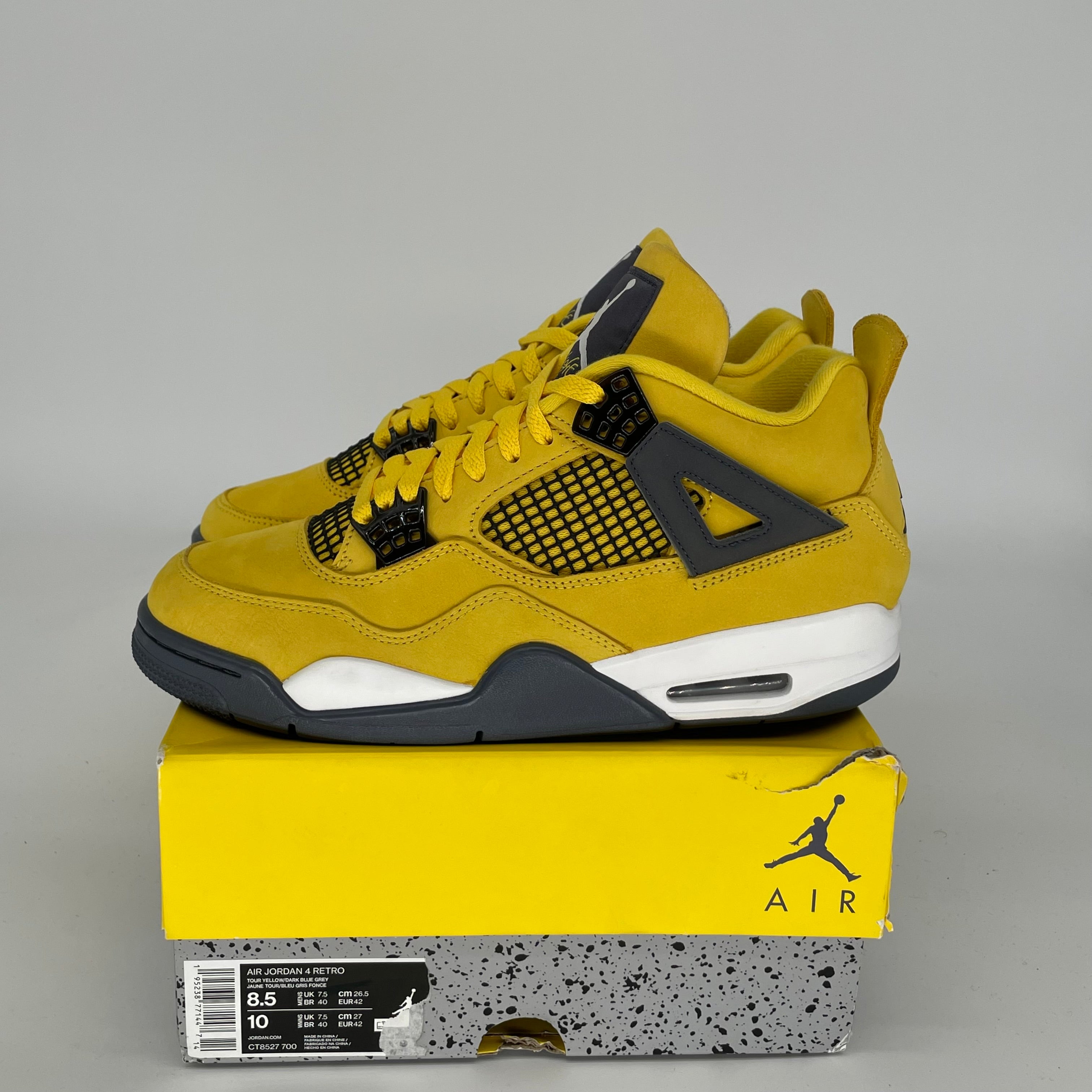 AIR JORDAN 4 LIGHTNING Sneakers - Men's Size 8.5 (CT8527-700) - Retro Basketball Shoes for Casual Wear & Street Style