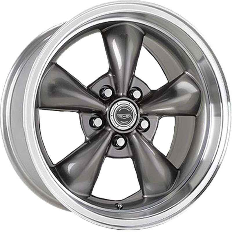 American Racing AR105 Torq Thrust M 16x7 Wheel +35mm Offset - Anthracite with Machined Lip | Lightweight Performance Rims for Muscle Cars, Hot Rods & Custom Builds