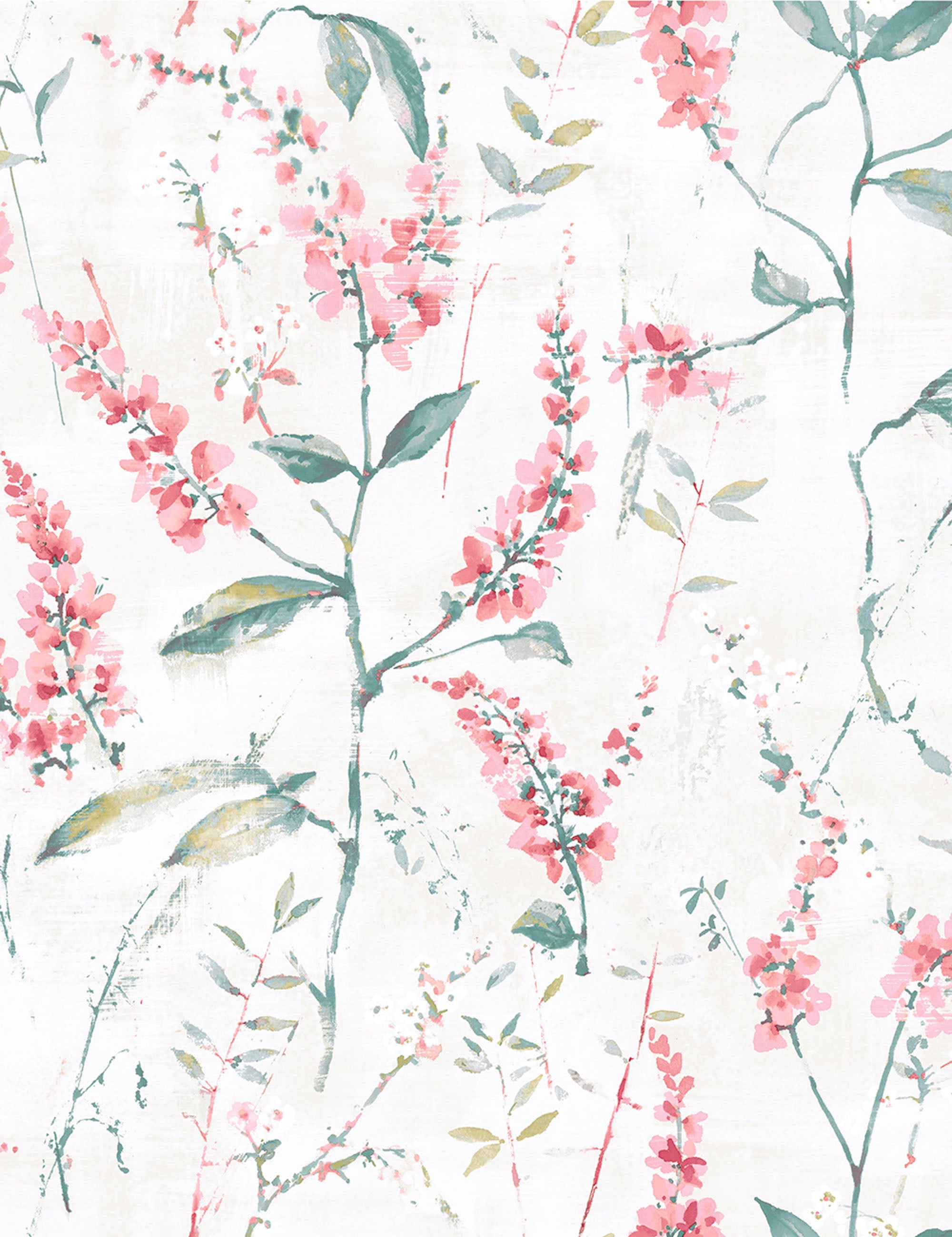 Floral Sprig Peel and Stick Wallpaper Swatch - Pink | Self-Adhesive Removable Wallpaper Sample for Home Decor, Nursery, Bedroom & Office