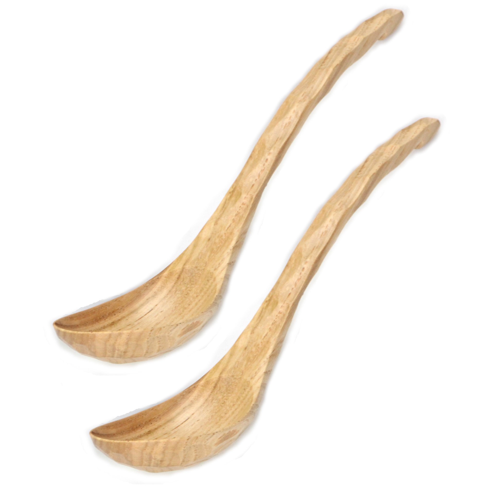 XHHOME 2-Piece Handcrafted Solid Wood Soup Spoons - Light Color | Eco-Friendly Kitchen Utensils for Soup, Cereal & Dessert