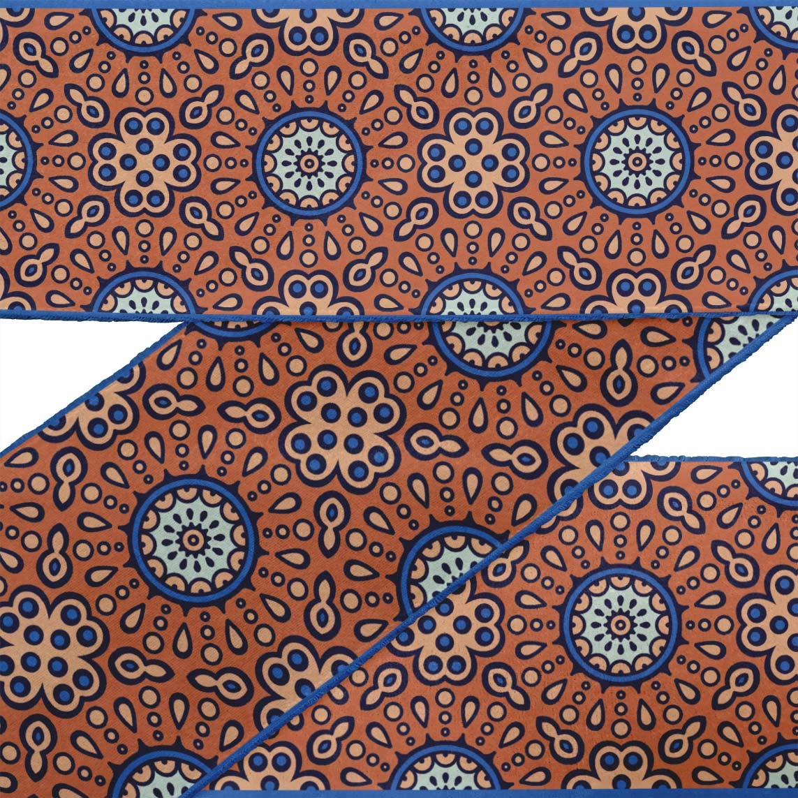 Indian Beautiful Art Orange Artistic Flower Mandala Printed Ribbon Trim - 9 Yard Dupion Fabric Lace for Crafts, Sewing Accessories (3 Inches Wide) - Perfect for DIY Projects, Home Decor, and Fashion Embellishments