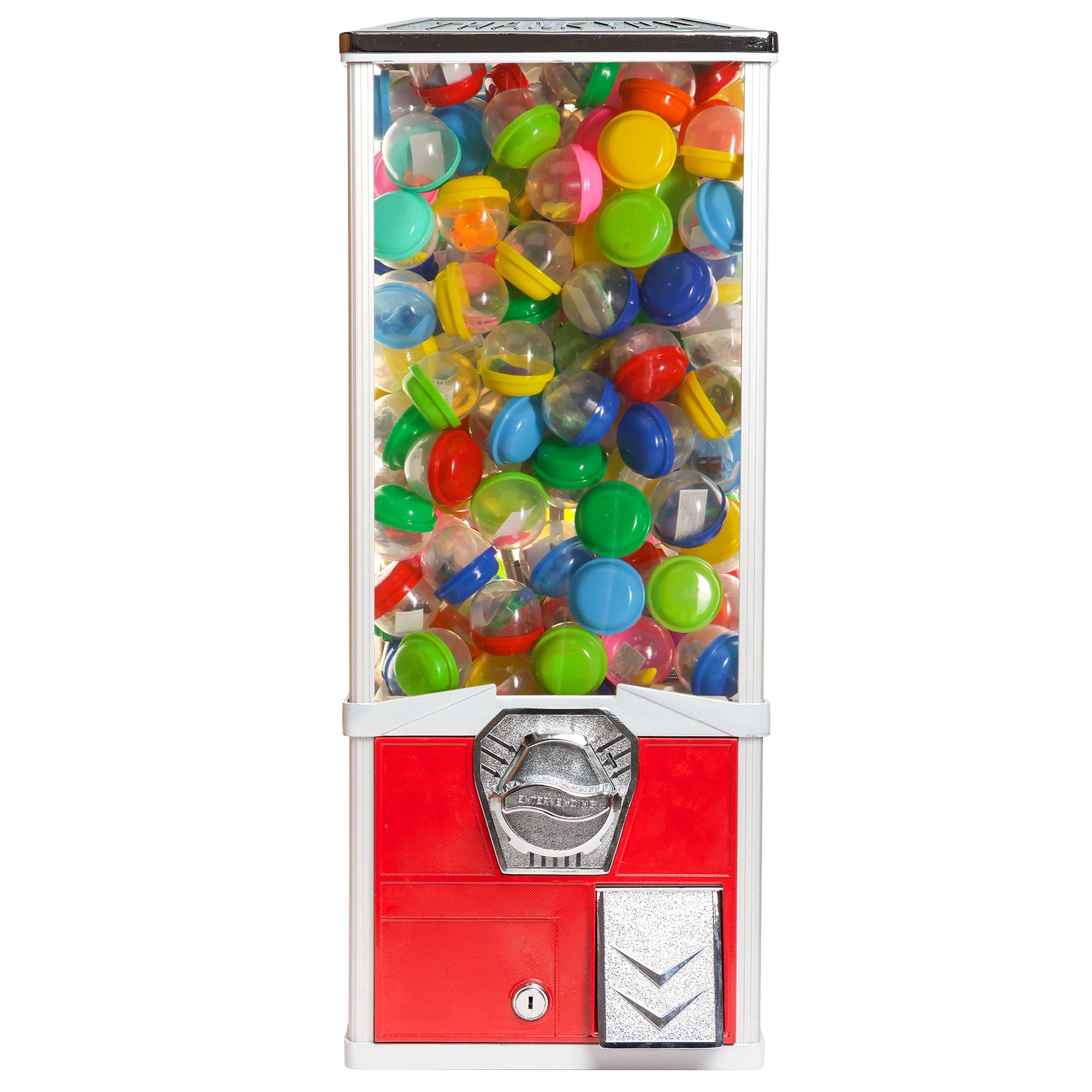 Commercial Vending Machine for 2 Inch Round Capsules - Gumballs, Bouncy Balls & Prizes - Big Red Capsule Toy Dispenser for Arcades, Malls & Retail Stores