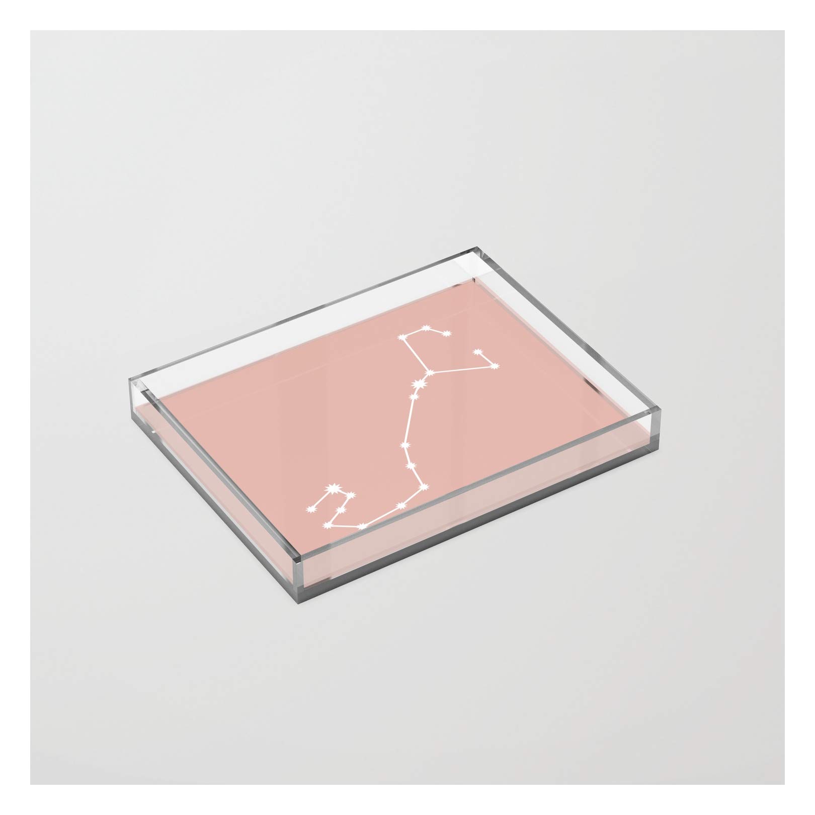 Scorpio Zodiac Constellation Acrylic Serving Tray with Pink Rose Design - Perfect for Coffee Table Decor, Gift for Astrology Lovers & Home Kitchen Use