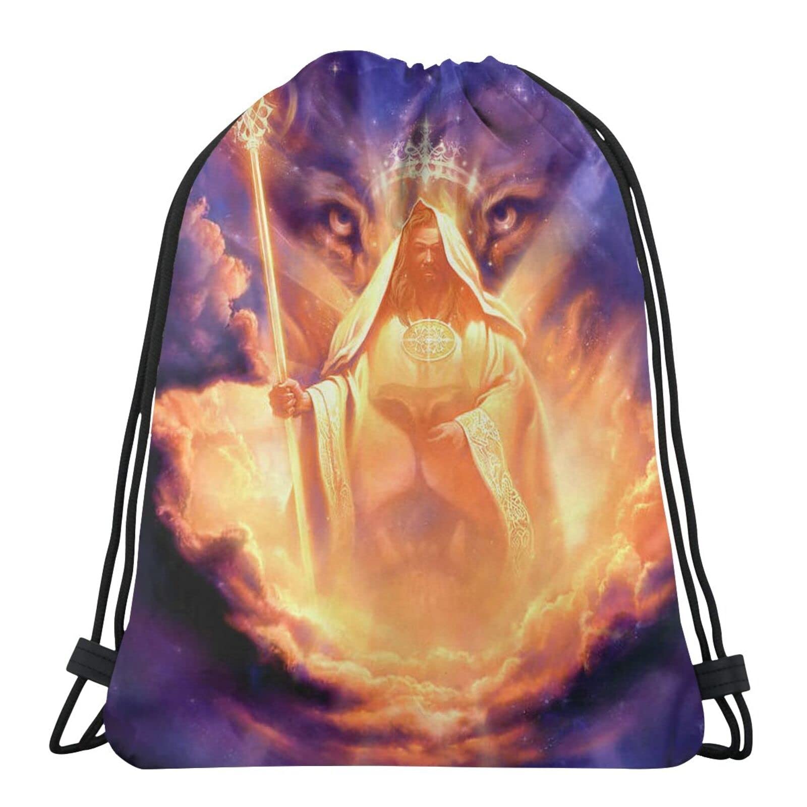 Lion of Judah Drawstring Backpack - Durable Water-Resistant Gym Sack for Yoga, Swimming & Sports - Lightweight Cinch Bag for Men, Women, Boys & Girls - Perfect for Gym, Travel & Outdoor Activities