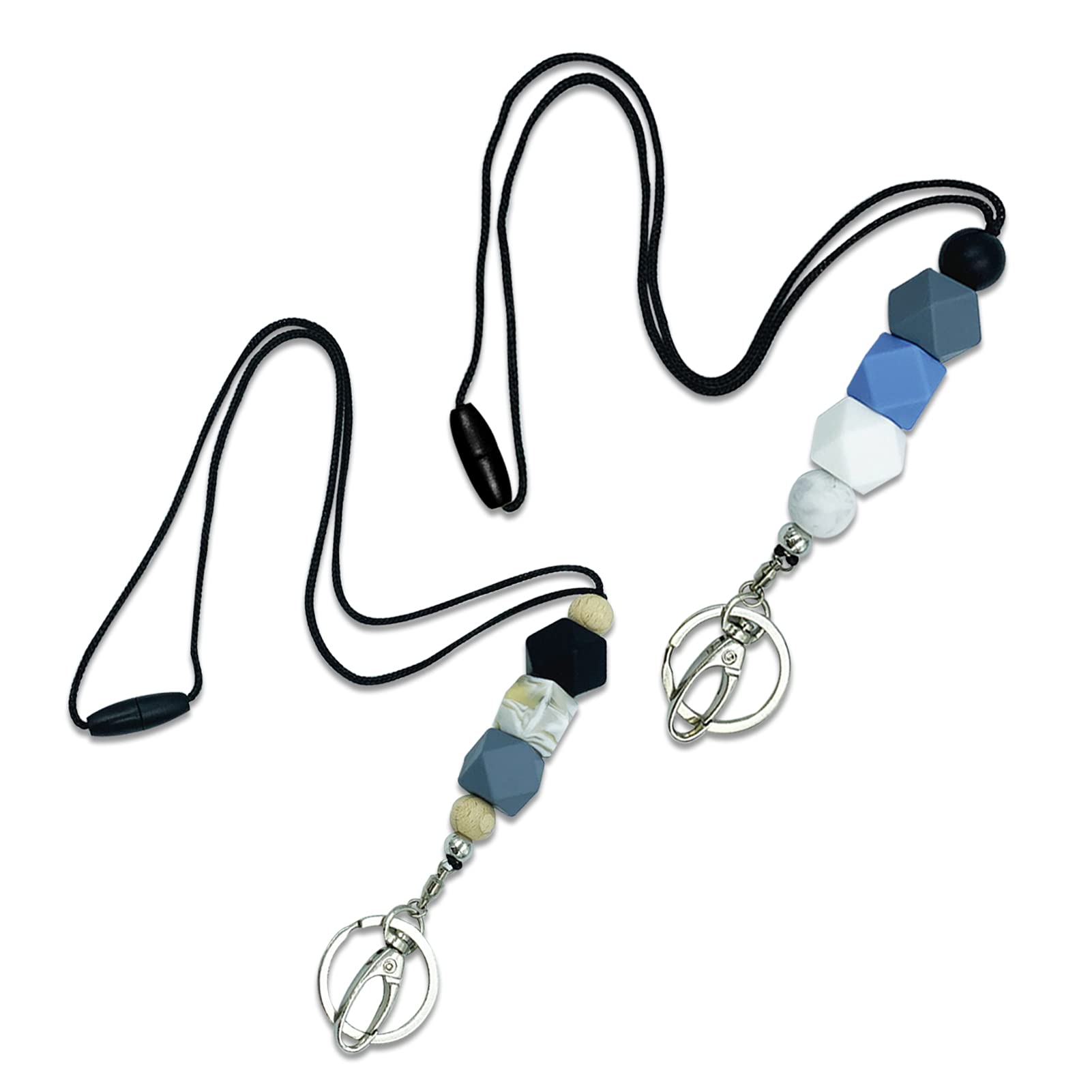 2PCS Beaded Lanyard for Women - Stylish Breakaway Necklace for ID Badges & Keys, Perfect for Teachers, Nurses & Students