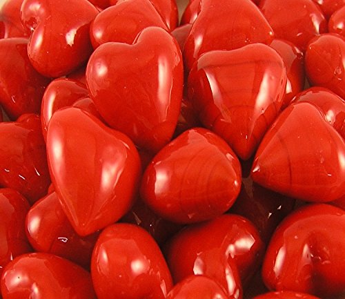 50 Red Glass Pocket Hearts - Bulk Set for Valentine's Day, Weddings & Party Favors - Romantic Decorations & Gift Ideas