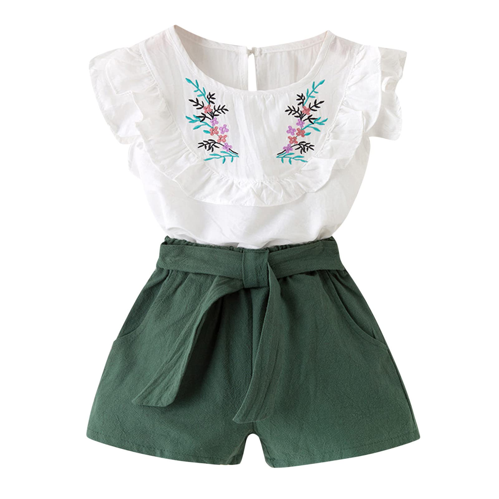 Adorable Floral Ruffle Baby Girl Outfits - Cute Toddler T-Shirt & Shorts Set for Newborns | Perfect for Playdates, Photoshoots & Special Occasions