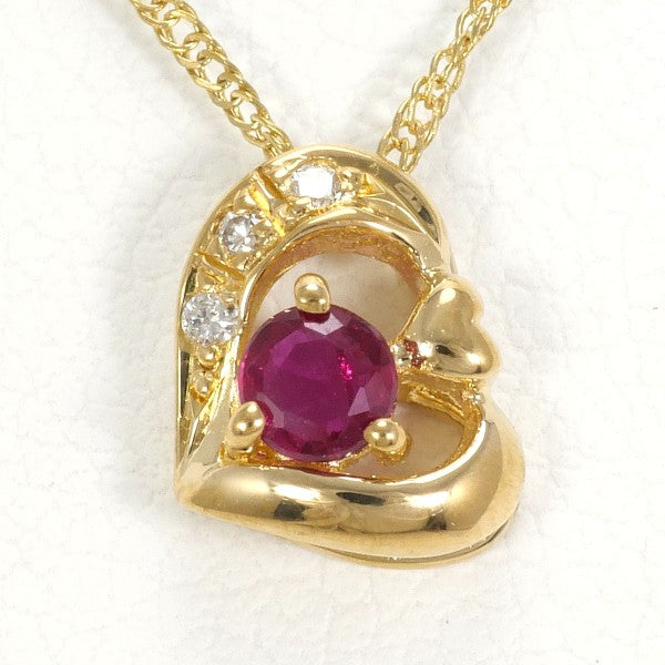 18K Yellow Gold Ruby and Diamond Pendant Necklace for Women | Elegant Jewelry Gift for Anniversary, Birthday & Special Occasions